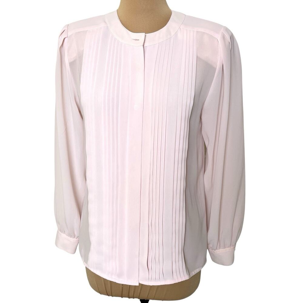 Vintage Neil Martin Pink Blouse Semi Sheer Top Size 10 Button Up Feminine Soft
